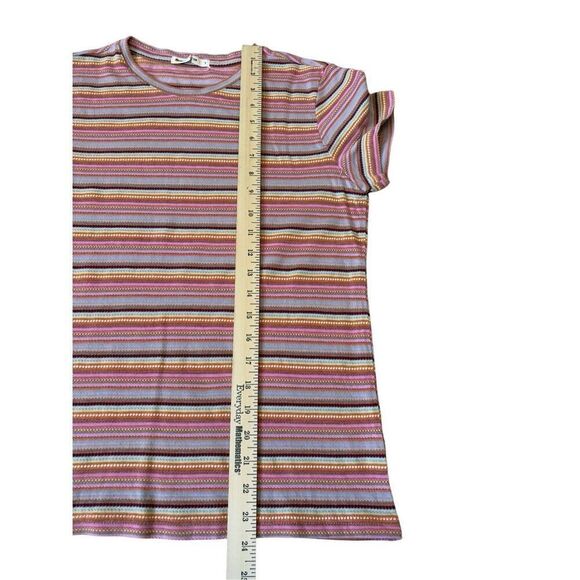 MARINE LAYER Top Striped Cotton Crew Neck Size S Pink - Picture 5 of 8
